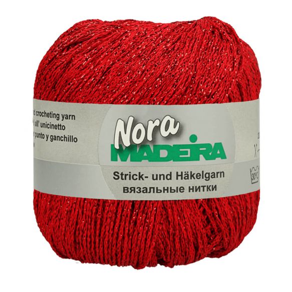 Madeira Nora metallic yarn nr 315 röd glittergarn