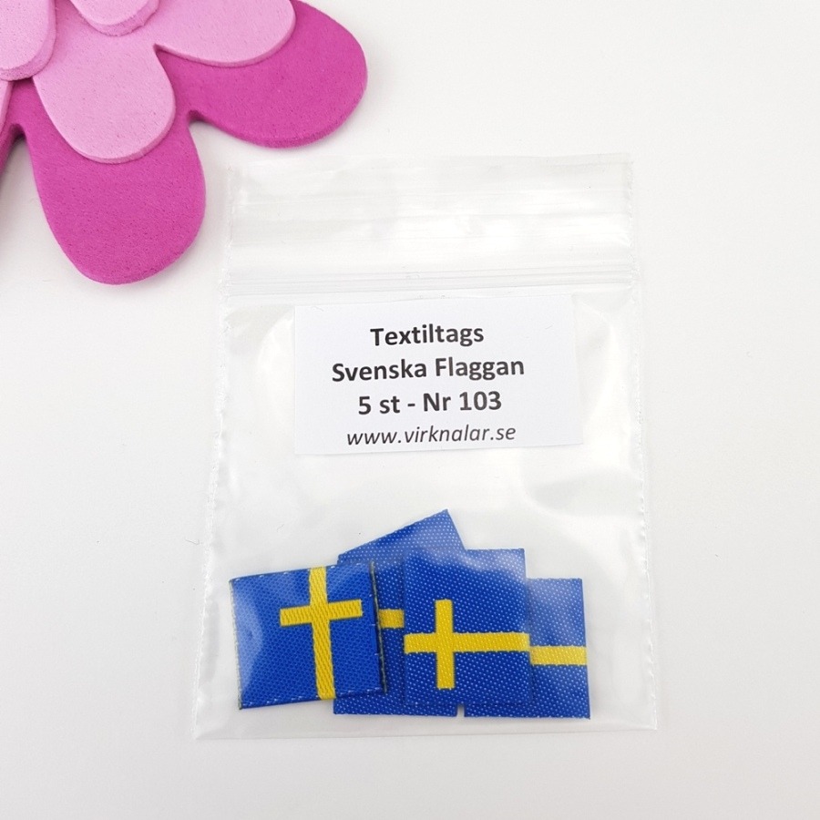 Textiltags Svenska flaggan 5 st Nr 103 textiletiketter Svenska flaggan flaggor st från Virknålar och Tillbehör