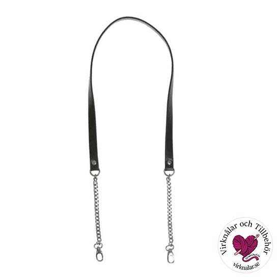 Väskhandtag Lång m kedja 102 cm 16 mm Svart Silver 22262 Go Handmade från Virknålar och Tillbehör