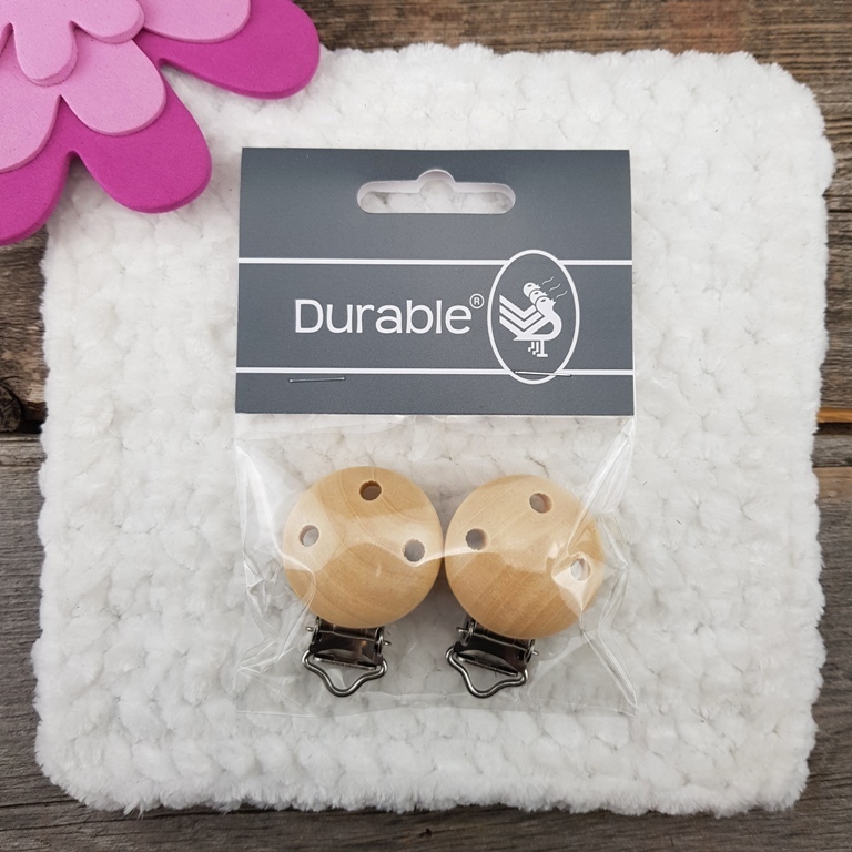 Träclips till virka napphållare 30 mm Natur med hål Durable 2 st till napphållare från Virknålar och Tillbehör